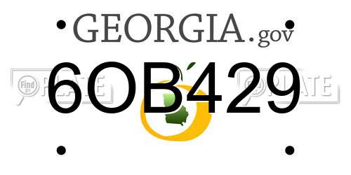 6OB429 Georgia License Plate