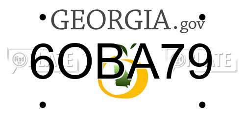 6OBA79 Georgia License Plate