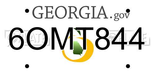 6OMT844 Georgia License Plate