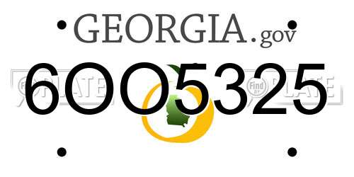 6OO5325 Georgia License Plate