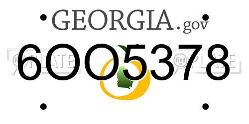 6OO5378 Georgia License Plate