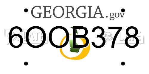 6OOB378 Georgia License Plate