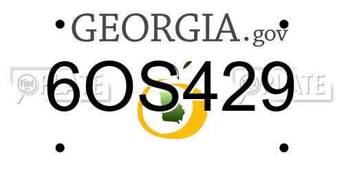 6OS429 Georgia License Plate