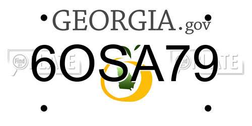 6OSA79 Georgia License Plate