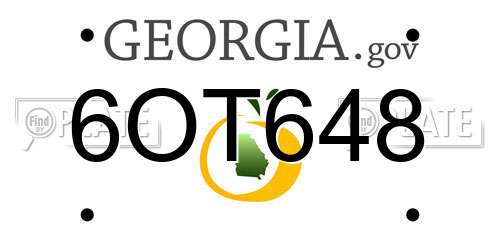 6OT648 Georgia License Plate