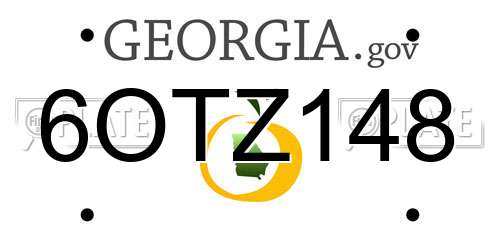 6OTZ148 Georgia License Plate
