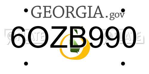 6OZB990 Georgia License Plate