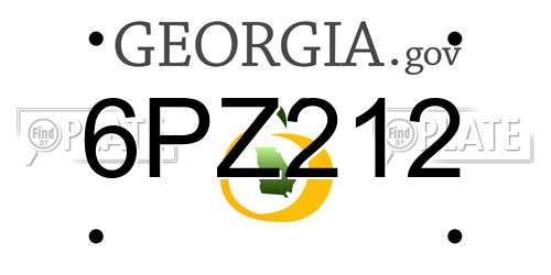 6PZ212 Georgia License Plate