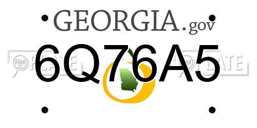 6Q76A5 Georgia License Plate