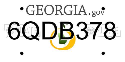 6QDB378 Georgia License Plate