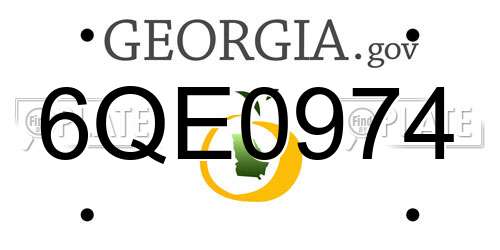 6QE0974 Georgia License Plate