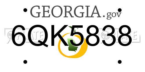 6QK5838 Georgia License Plate