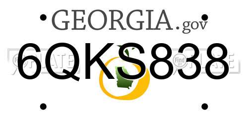 6QKS838 Georgia License Plate