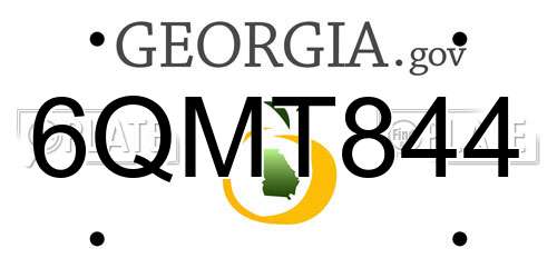 6QMT844 Georgia License Plate