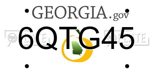 6QTG45 Georgia License Plate