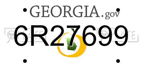 6R27699 Georgia License Plate