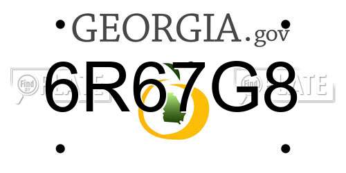 6R67G8 Georgia License Plate