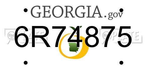 6R74875 Georgia License Plate