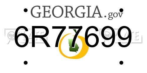 6R77699 Georgia License Plate