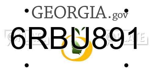 6RBU891 Georgia License Plate