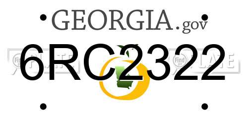 6RC2322 Georgia License Plate