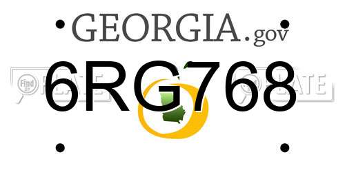 6RG768 Georgia License Plate