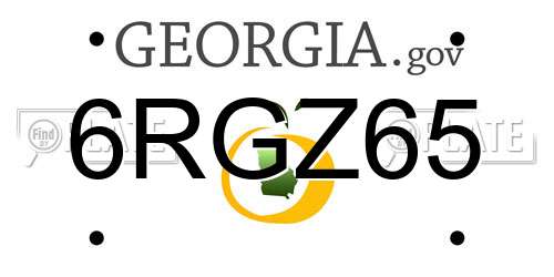 6RGZ65 Georgia License Plate