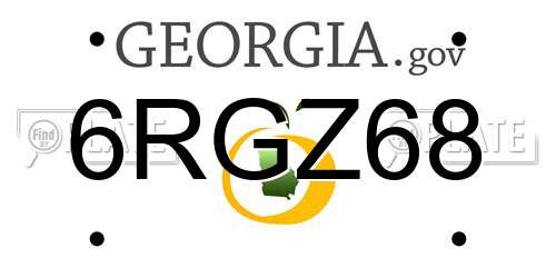 6RGZ68 Georgia License Plate