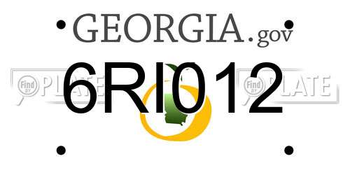 6RI012 Georgia License Plate