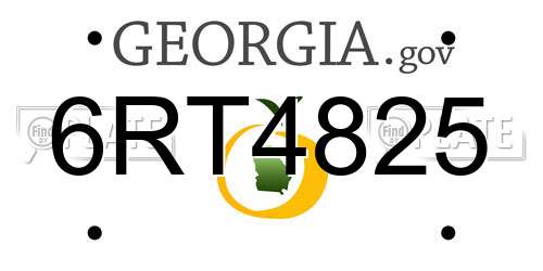 6RT4825 Georgia License Plate