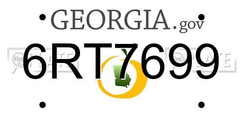 6RT7699 Georgia License Plate