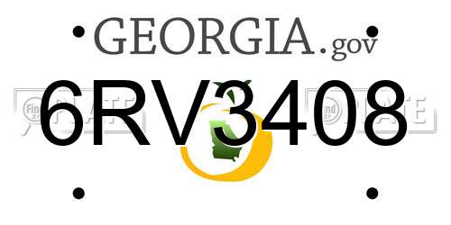 6RV3408 Georgia License Plate