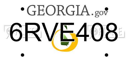 6RVE408 Georgia License Plate