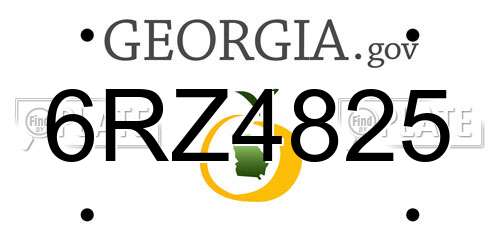 6RZ4825 Georgia License Plate