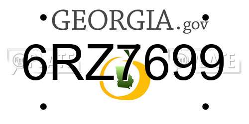 6RZ7699 Georgia License Plate