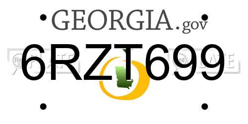 6RZT699 Georgia License Plate