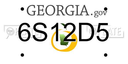 6S12D5 Georgia License Plate