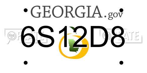 6S12D8 Georgia License Plate