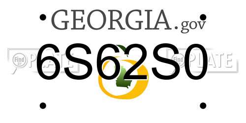 6S62S0 Georgia License Plate