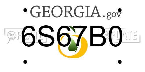 6S67B0 Georgia License Plate