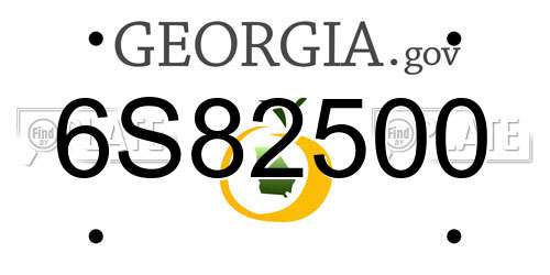 6S82500 Georgia License Plate
