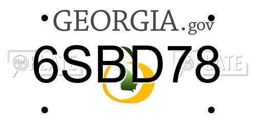 6SBD78 Georgia License Plate