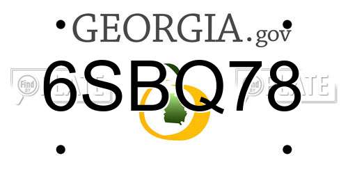 6SBQ78 Georgia License Plate