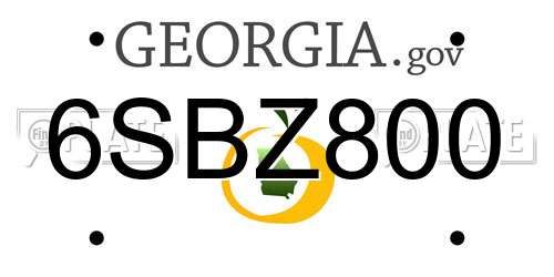 6SBZ800 Georgia License Plate