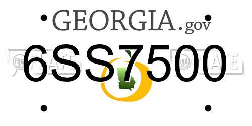 6SS7500 Georgia License Plate