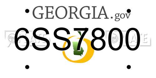 6SS7800 Georgia License Plate