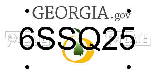 6SSQ25 Georgia License Plate
