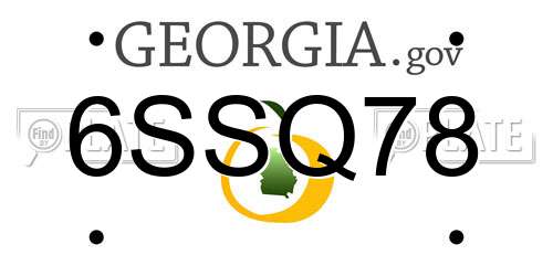 6SSQ78 Georgia License Plate