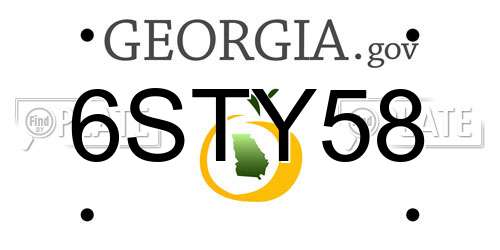 6STY58 Georgia License Plate