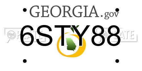 6STY88 Georgia License Plate